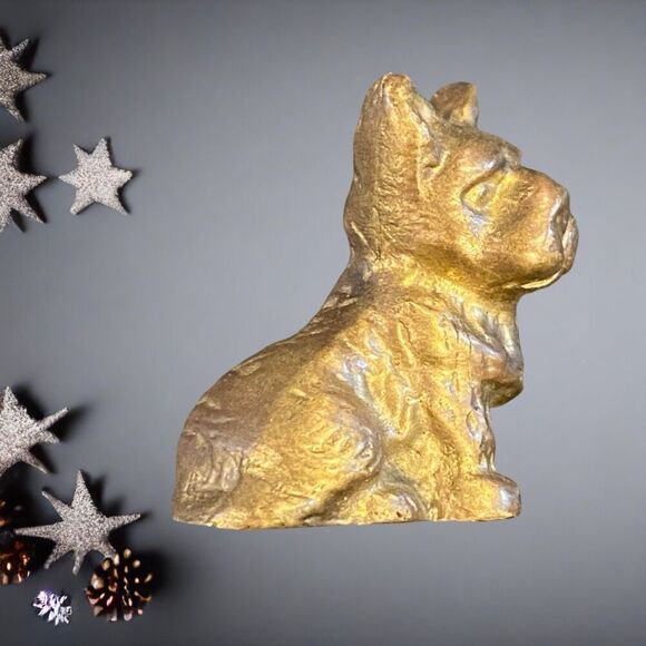 Vintage Scottish Terrier Brass Dog Sculpture Figurine Decor - Picture 4 of 11